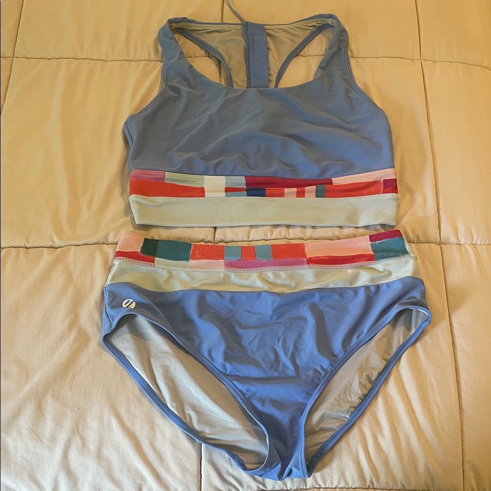 Nani Swim 2 Piece Colorblock Zip Bikini / Swimsuit